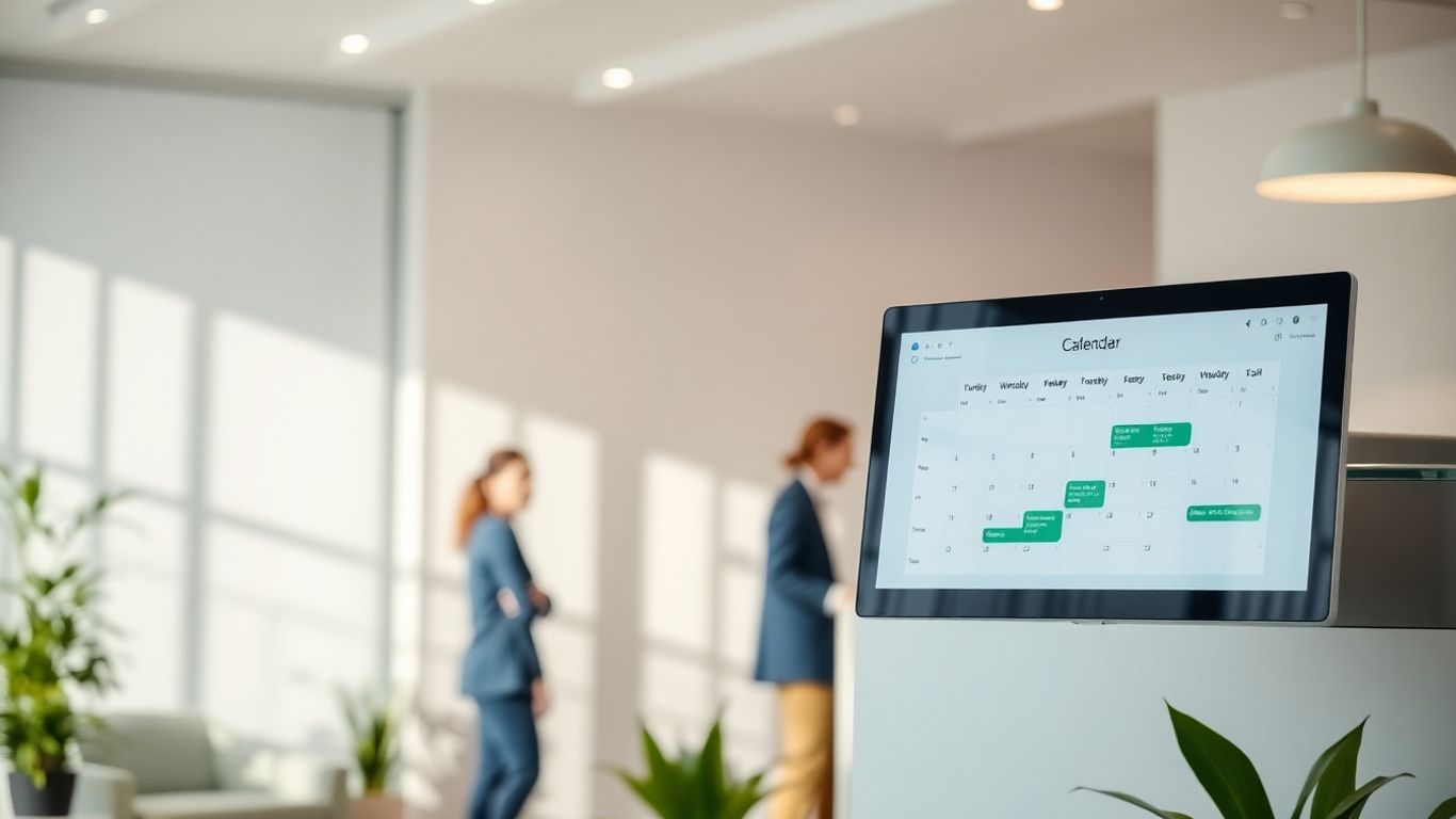 Clinic booking system on a computer screen.