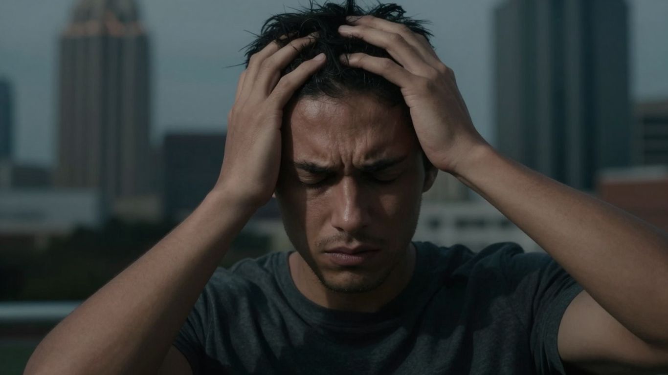 Atlanta skyline with person experiencing pain.