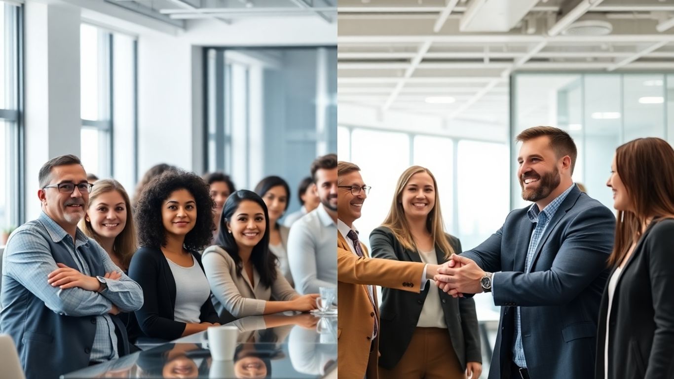 People resolving a complaint with a handshake.