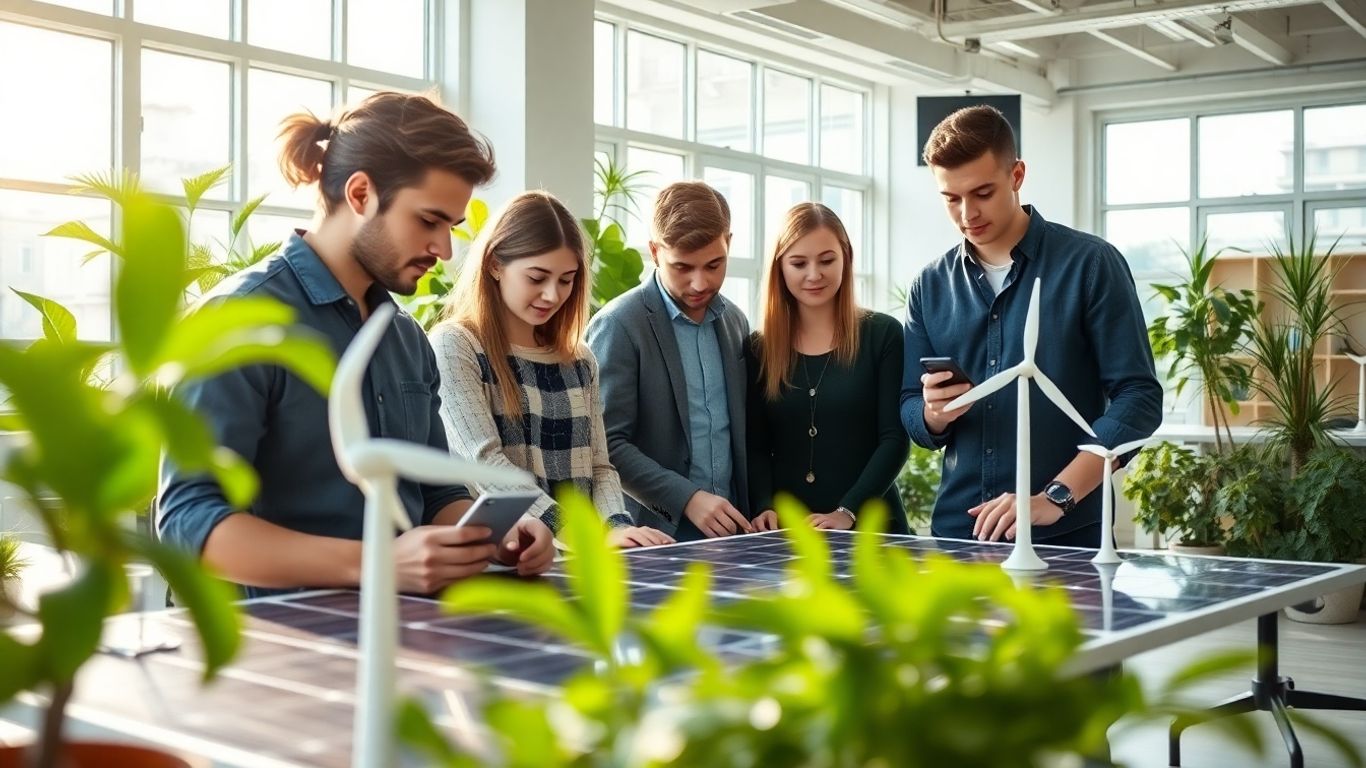 Antreprenori români lucrează la panouri solare și turbine.