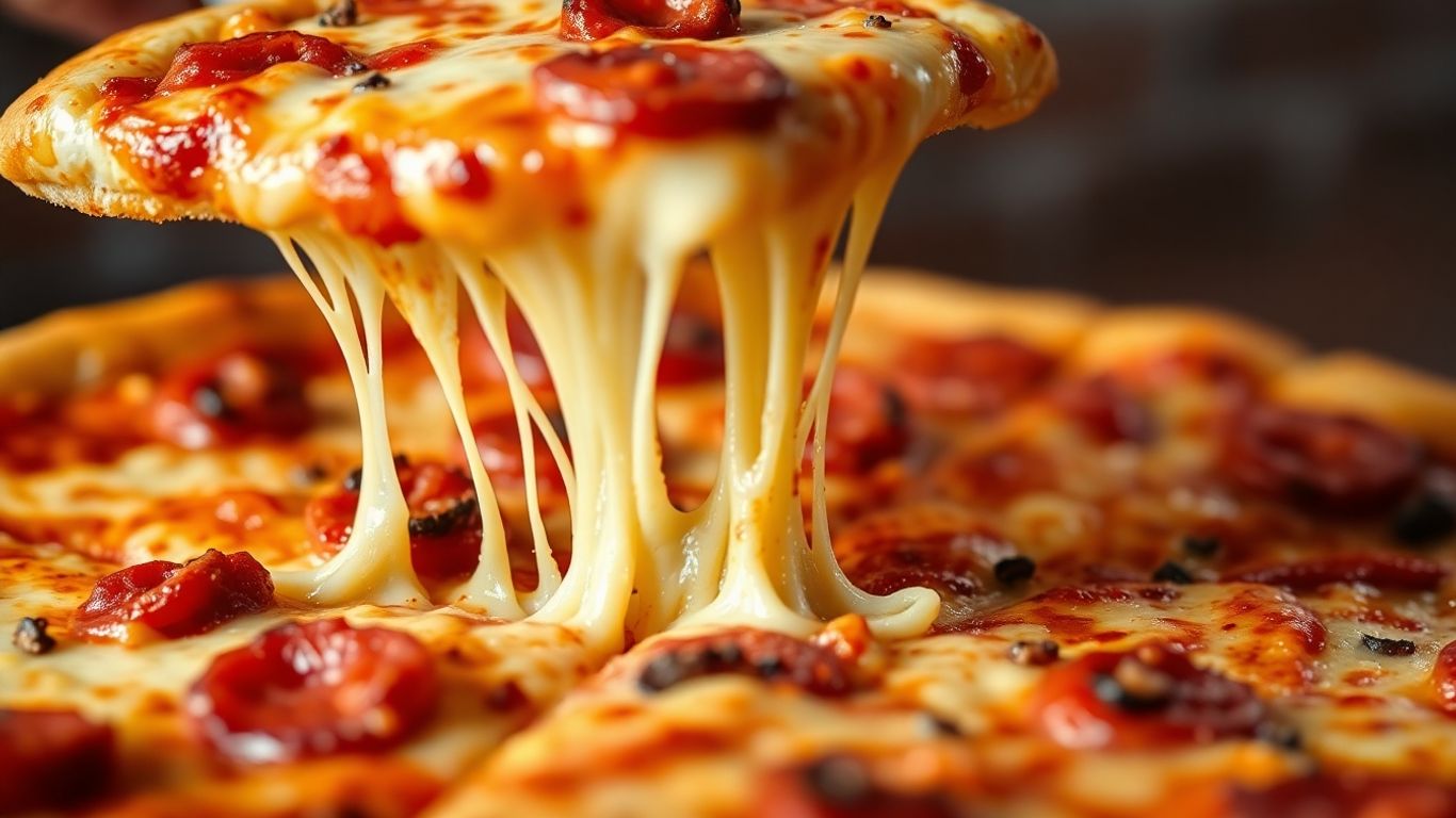 Pizza de Pizza Hut avec un filage de fromage