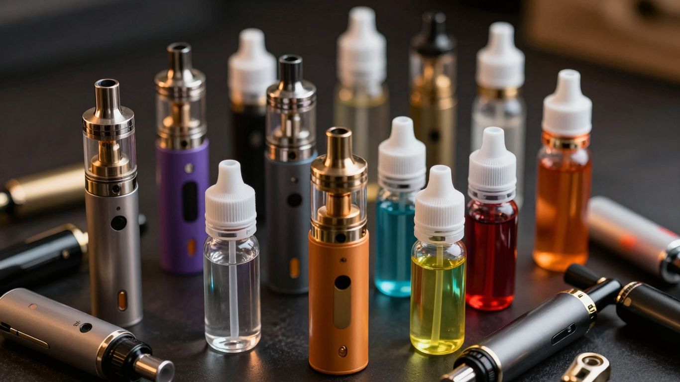 E-Zigaretten und Liquids, einige enthalten Nikotin.