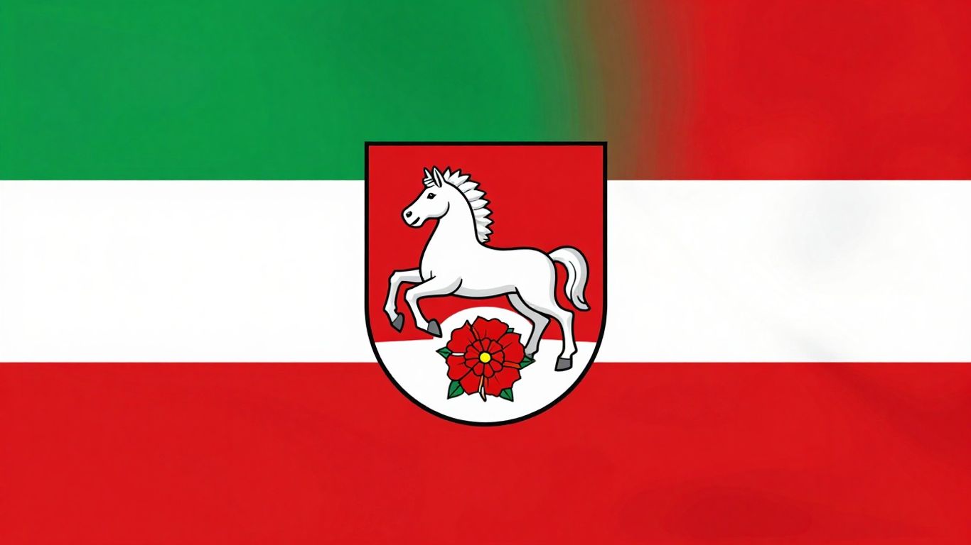 Flagge von Nordrhein-Westfalen mit Wappen