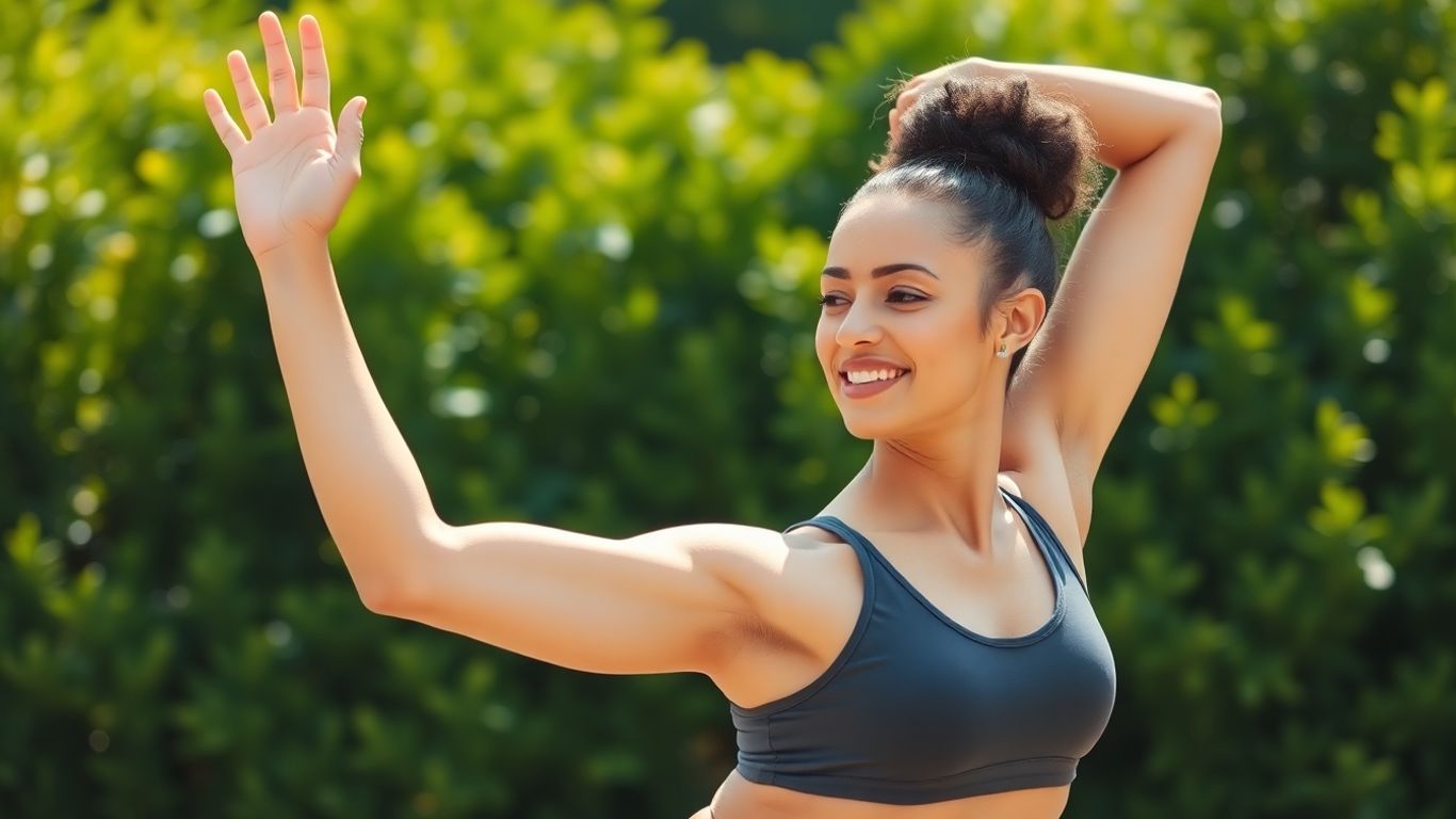 Woman doing yoga outdoors