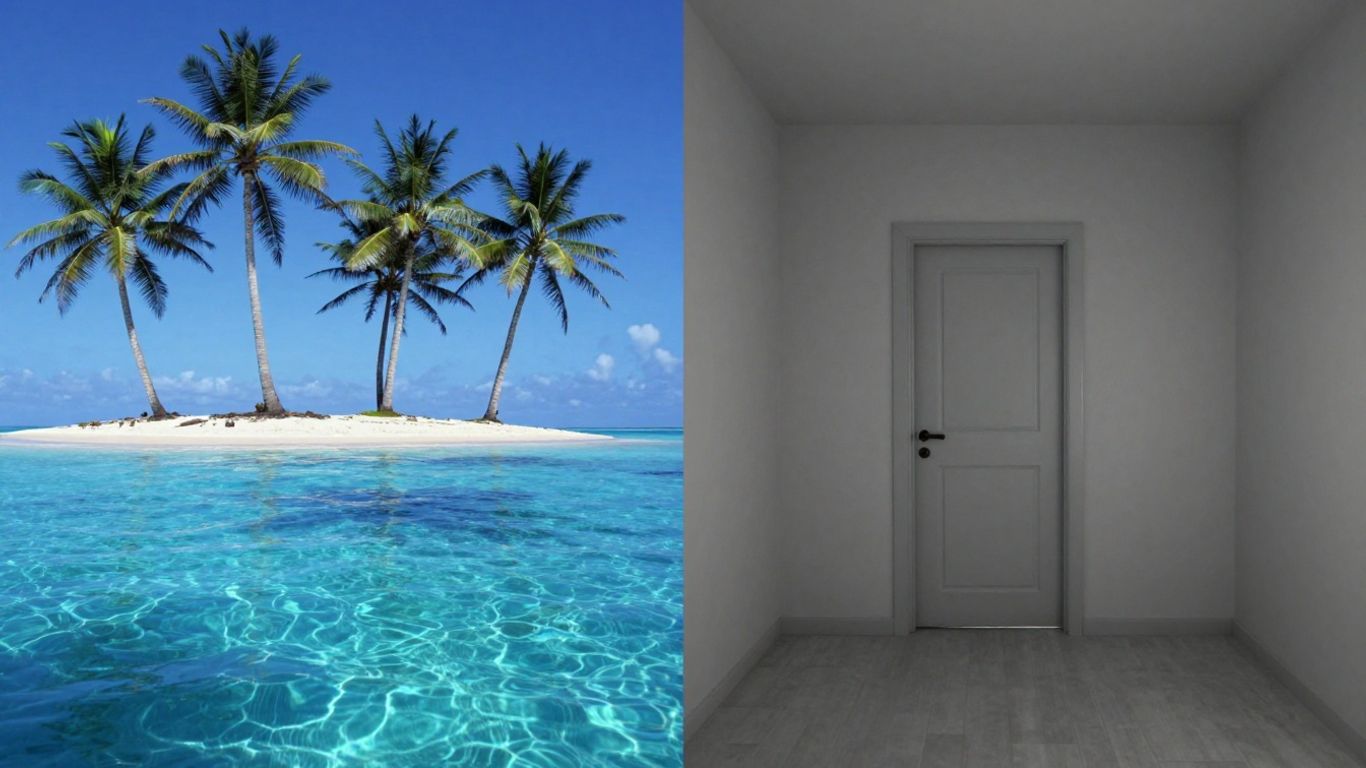 Illusionary island versus stark room