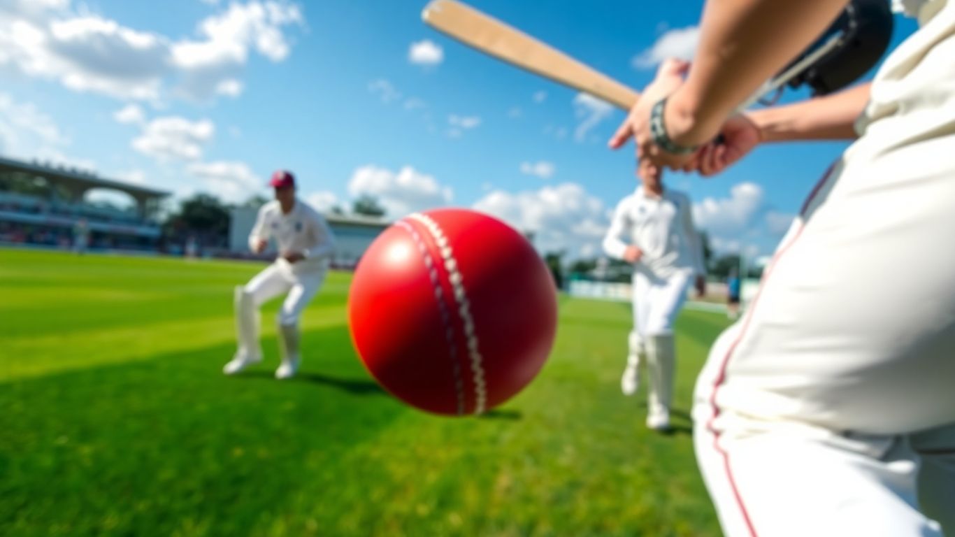 Players in action during a cricket match.