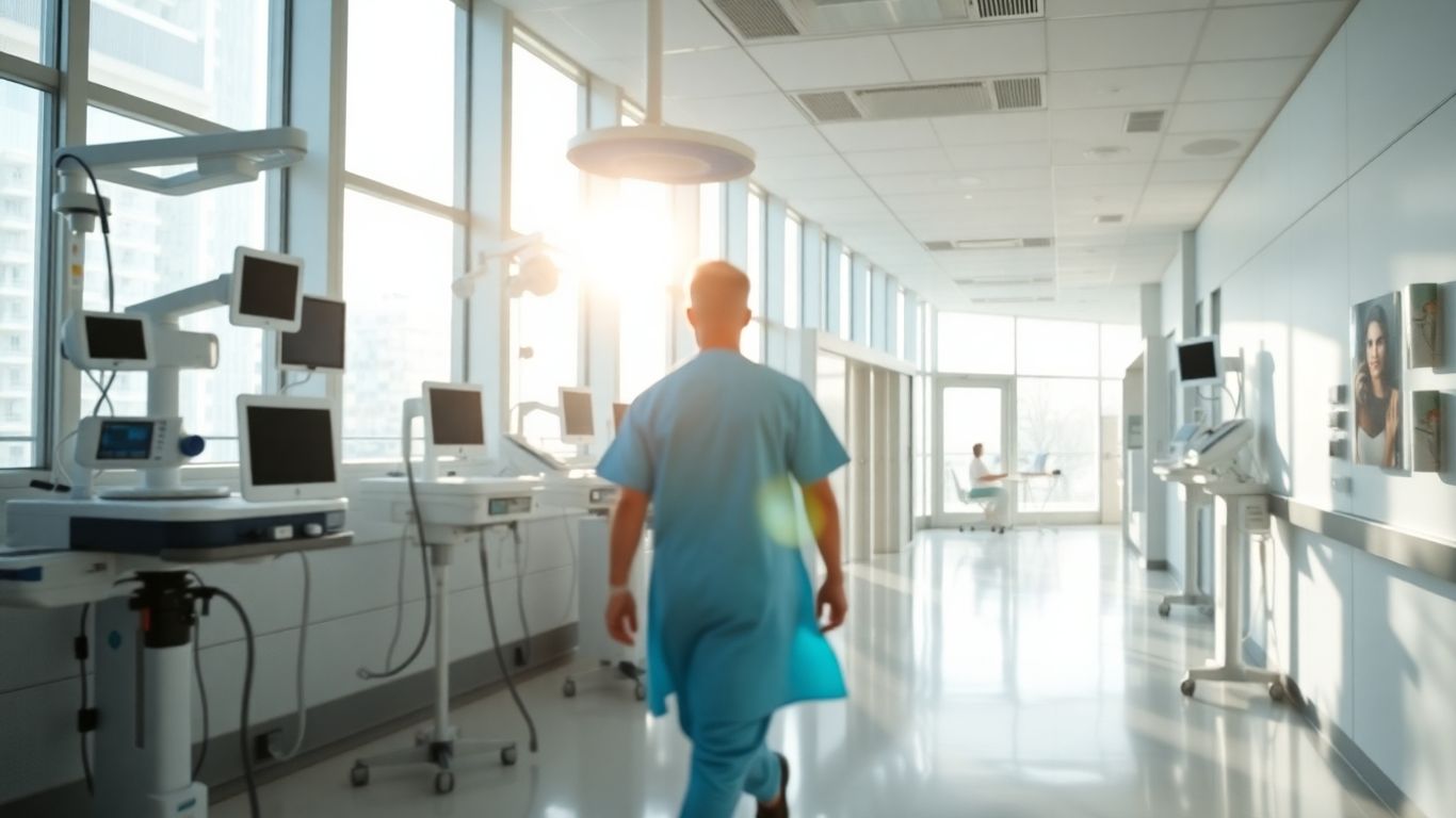 Modern Australian hospital interior with advanced medical equipment.