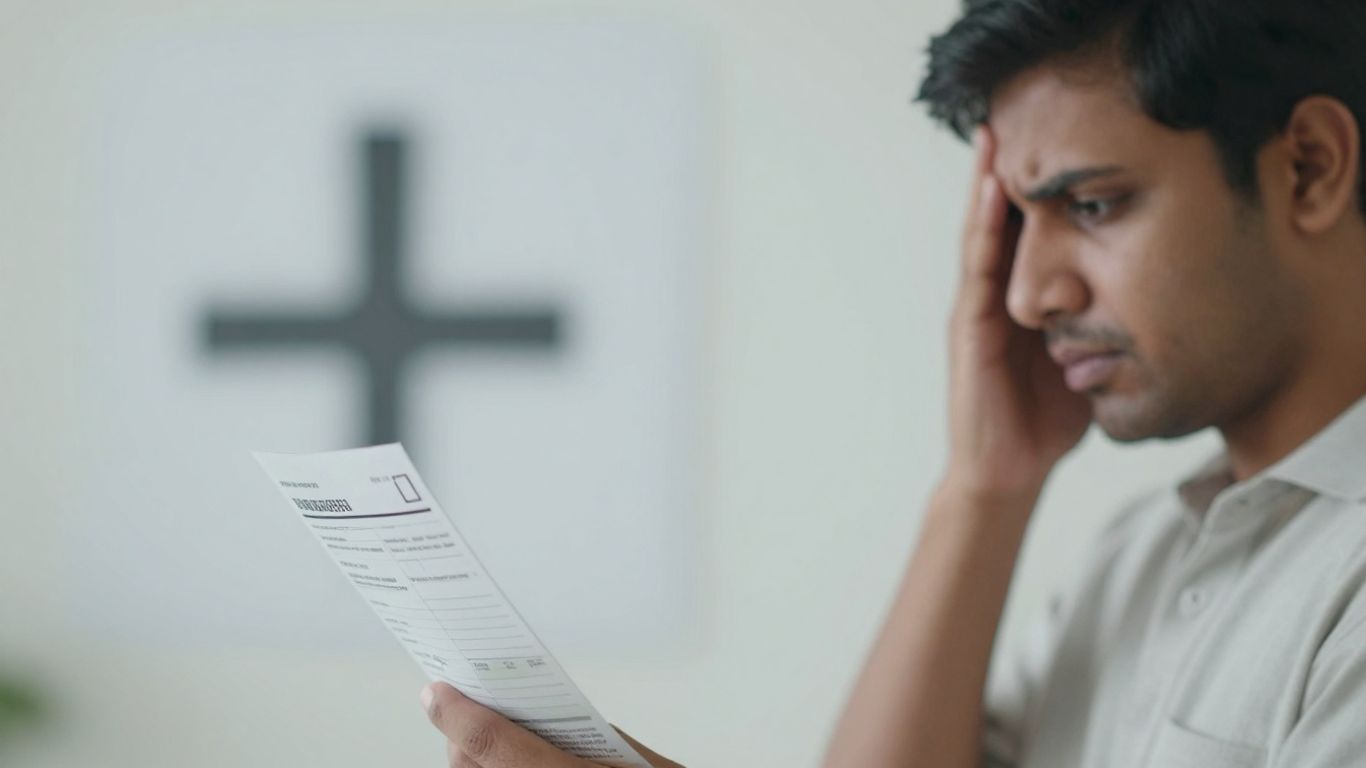 Person worried about medical bills and cancer diagnosis costs.