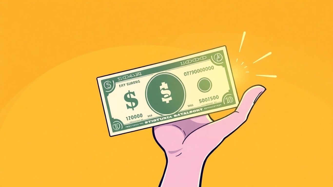 Cartoon hand holding a $100 bill