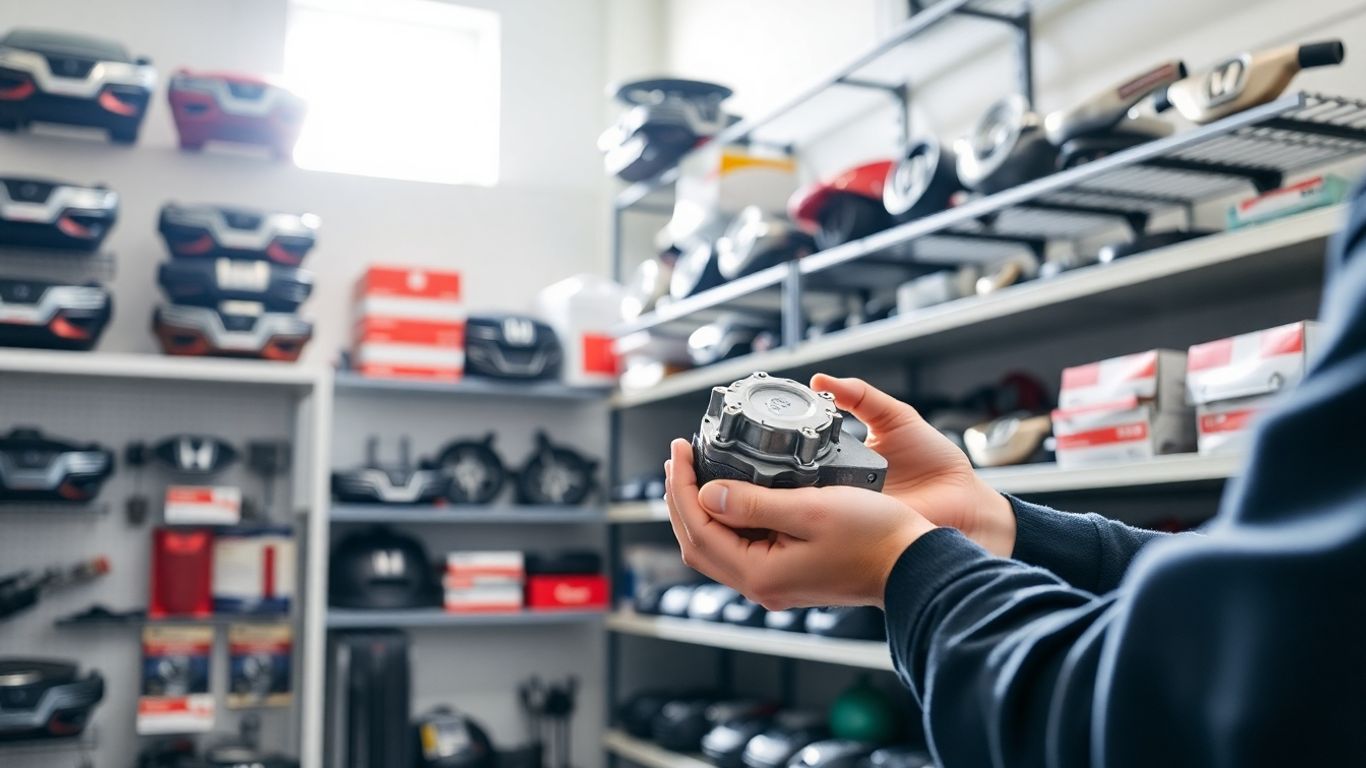 Honda car parts in a workshop