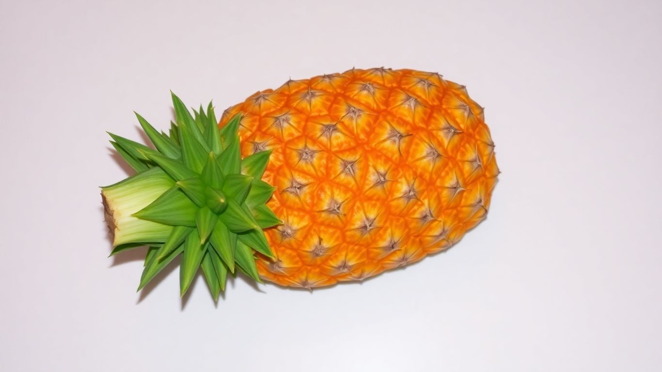 Fresh pineapple with a spiky green crown.