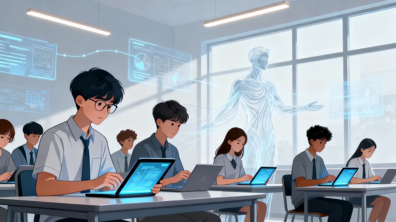 Students learning online with expert guidance.