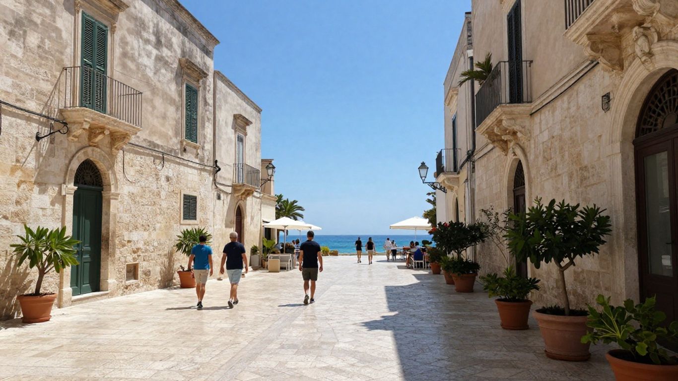 Bari, Italy cityscape with historic buildings and sea view.