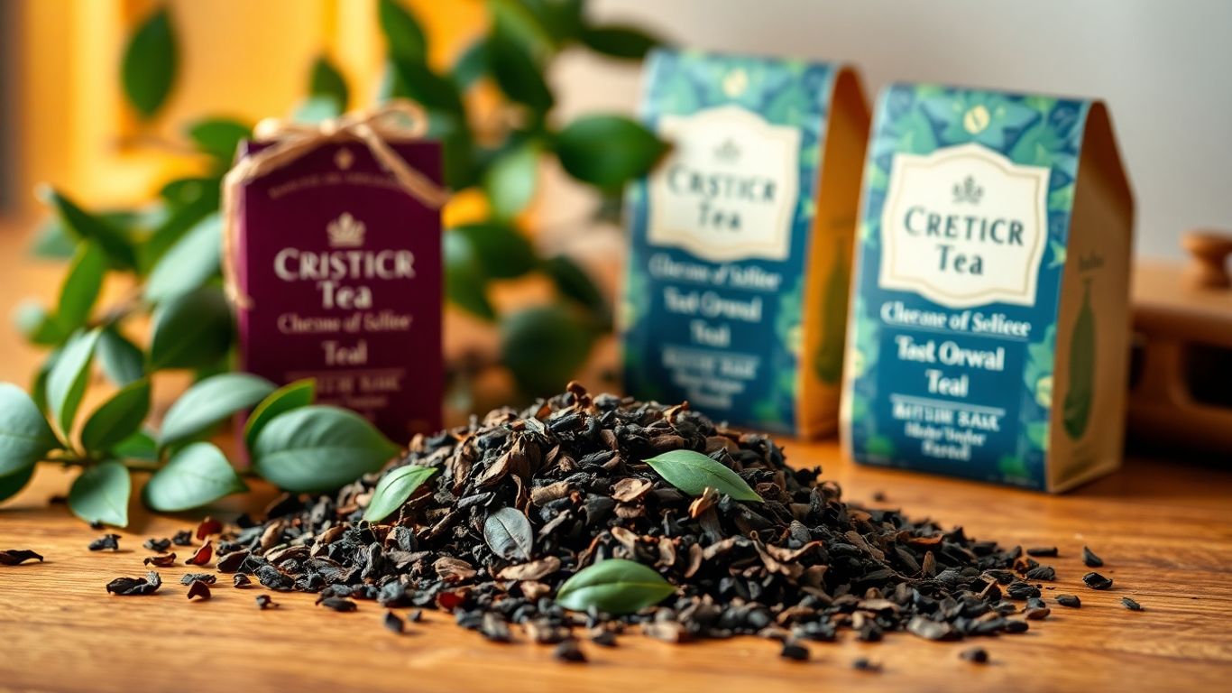 Elegant tea leaves and packaging for online tea sales.