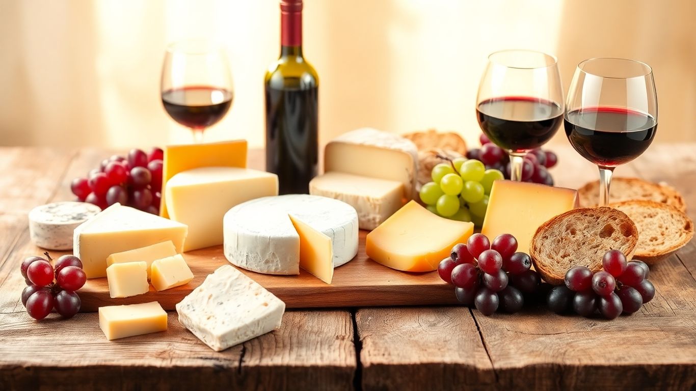 Fromage et vin sur une table en bois