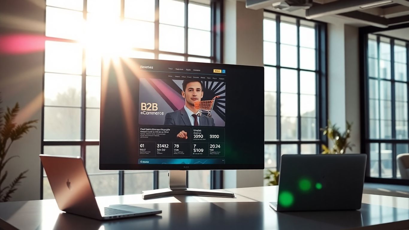 Modern B2B eCommerce website on a computer screen.