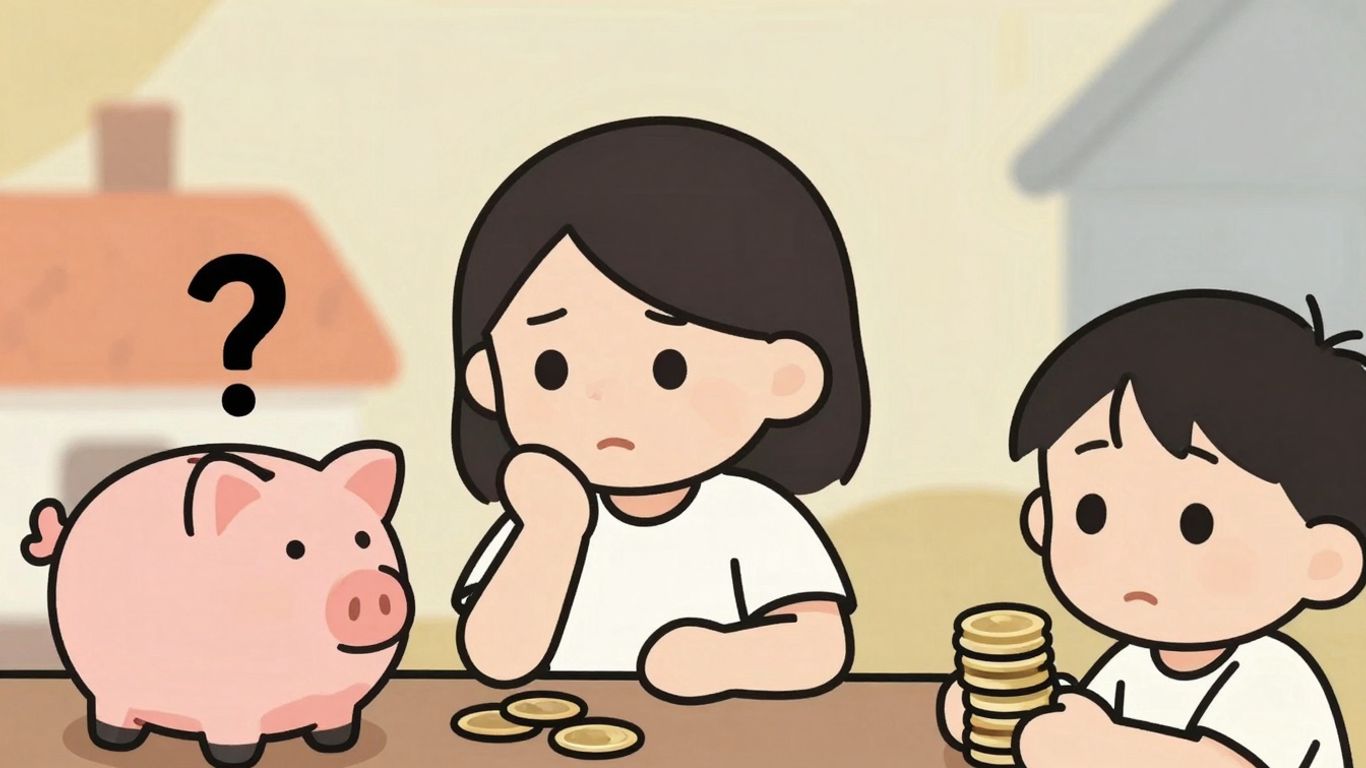 Cartoon character thinking about 401k loan options.