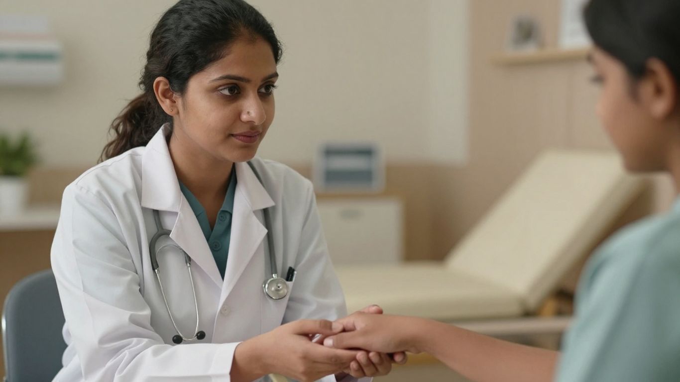 Medicul de familie examinează cu grijă mâna pacientului.