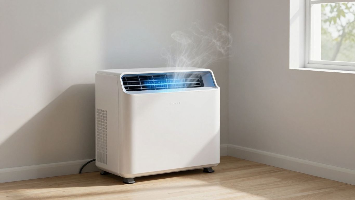 Climatiseur mobile dans une pièce ensoleillée