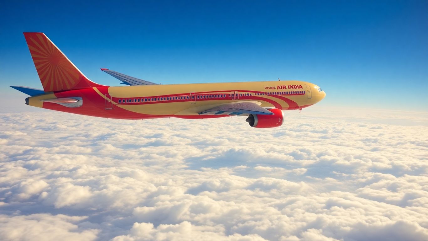 Air India airplane flying in the sky.