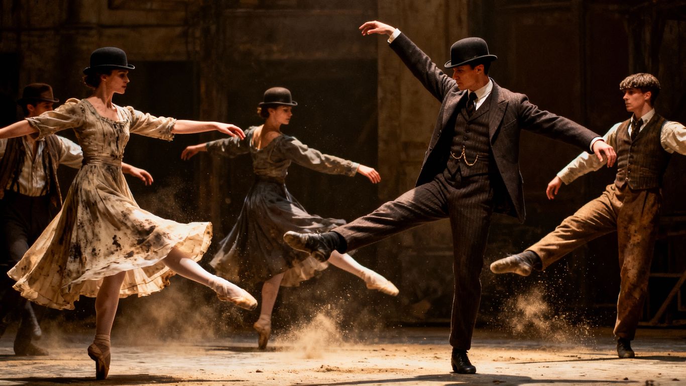 Ballet Rambert dancers in Peaky Blinders performance.