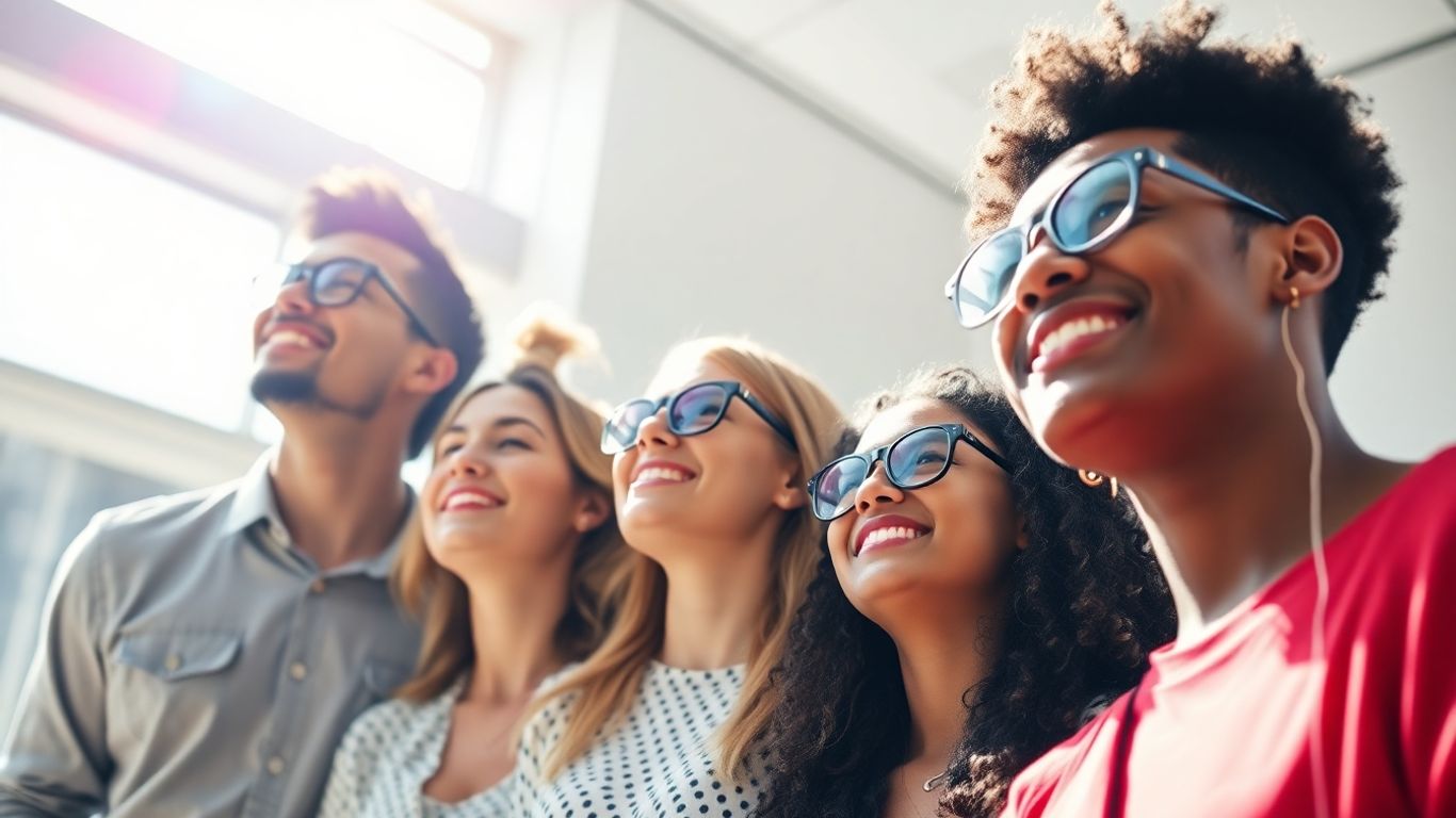 Jovens olhando para o futuro com otimismo.