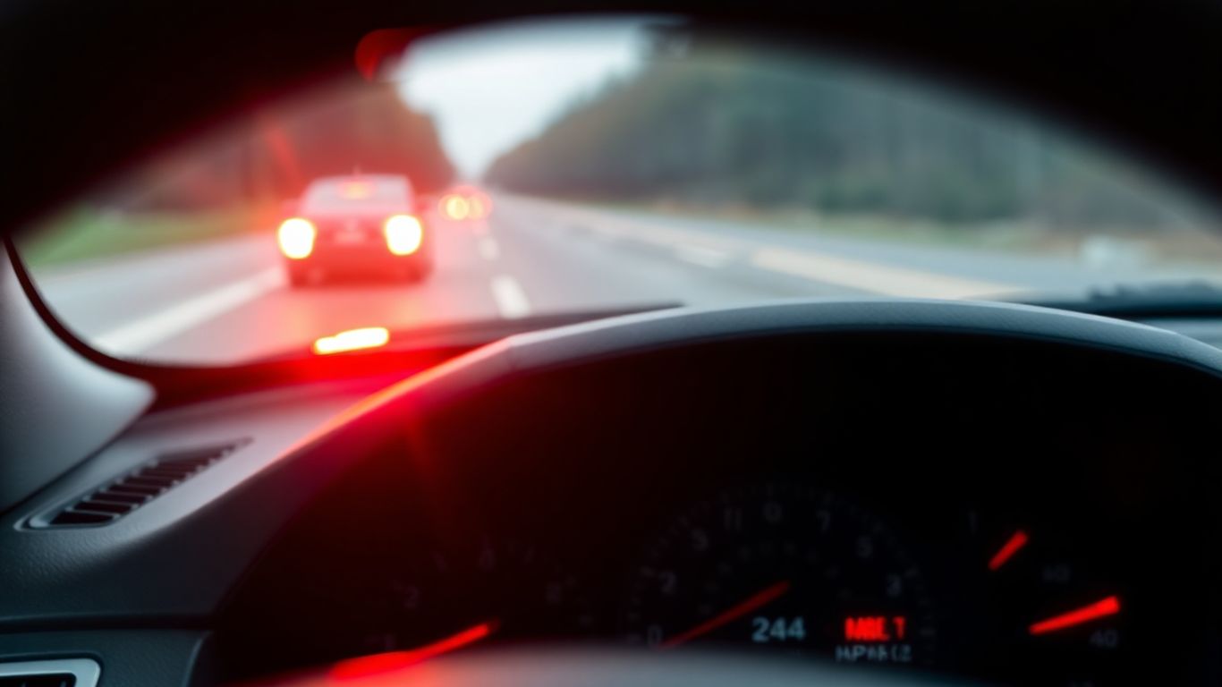 Car dashboard with transmission warning light on.