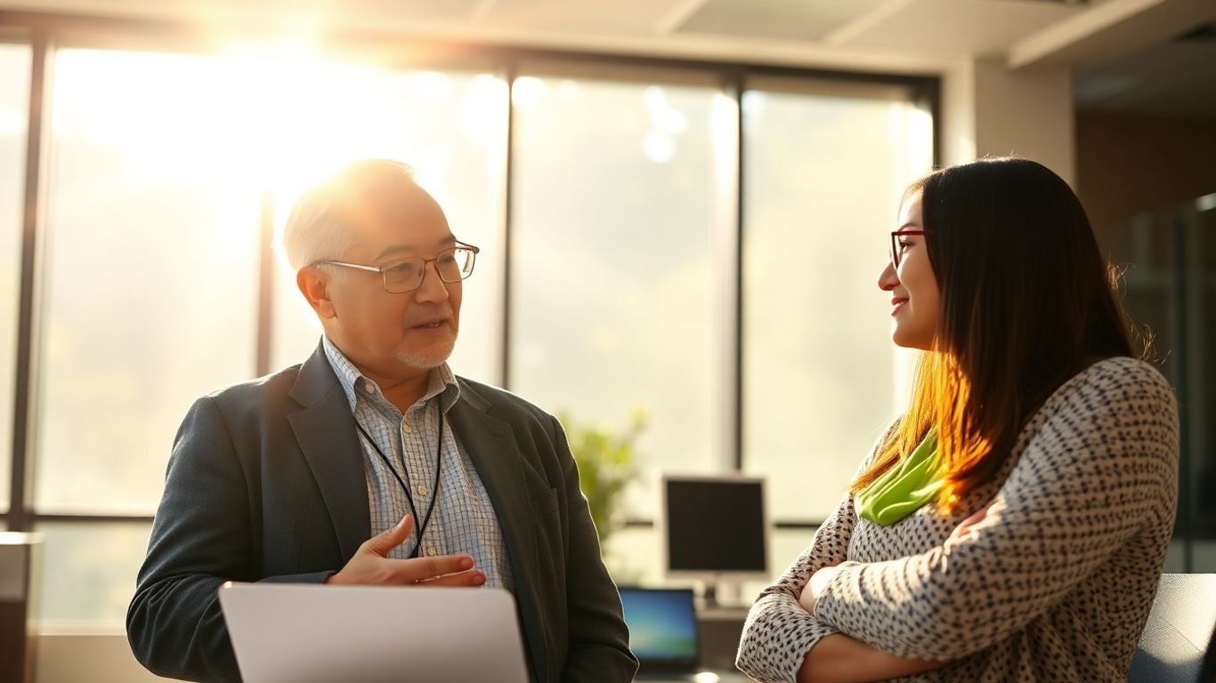 事業承継の話し合いをする二人