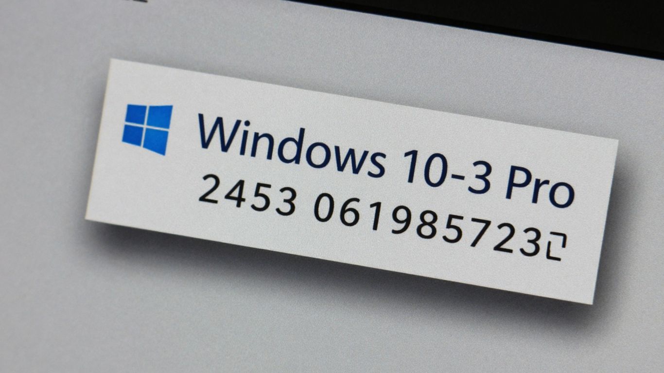 Clave de producto de Windows 10 Pro en pantalla.