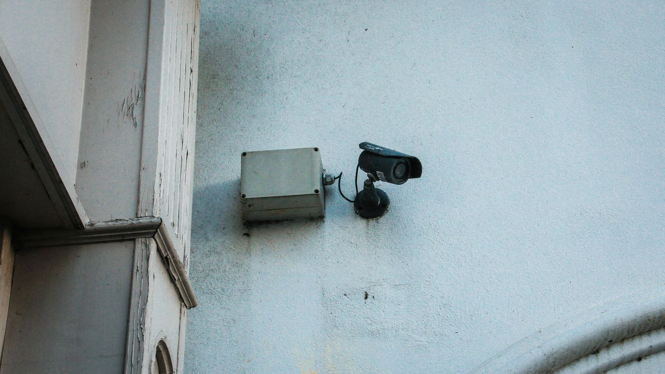 a camera on a wall