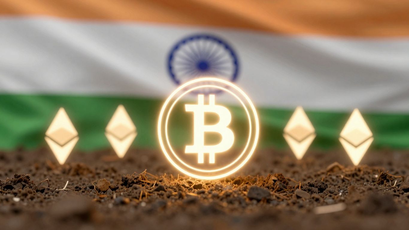 Cryptocurrency and Indian flag digital art