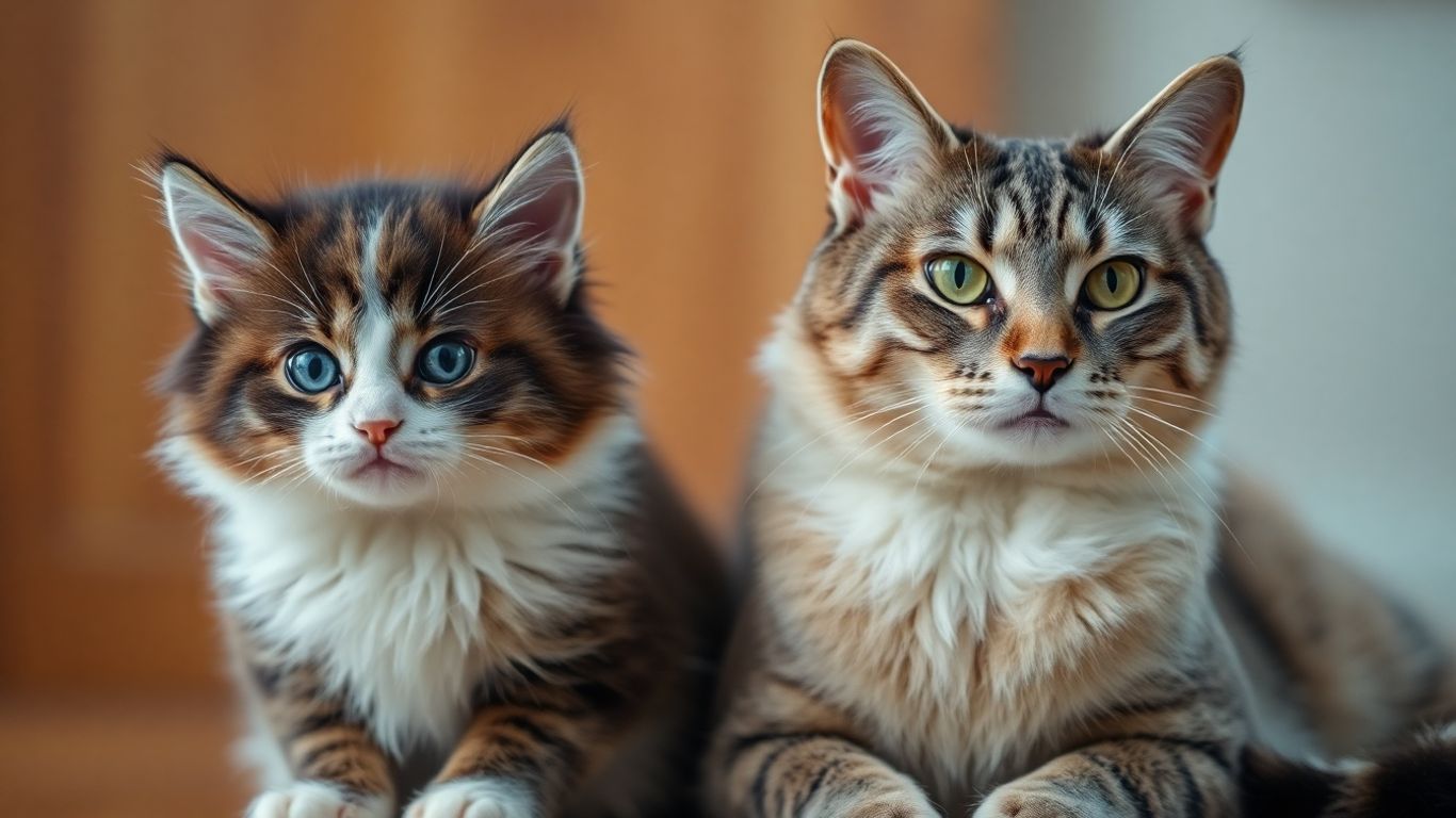 Healthy kitten and senior cat grooming and hygiene