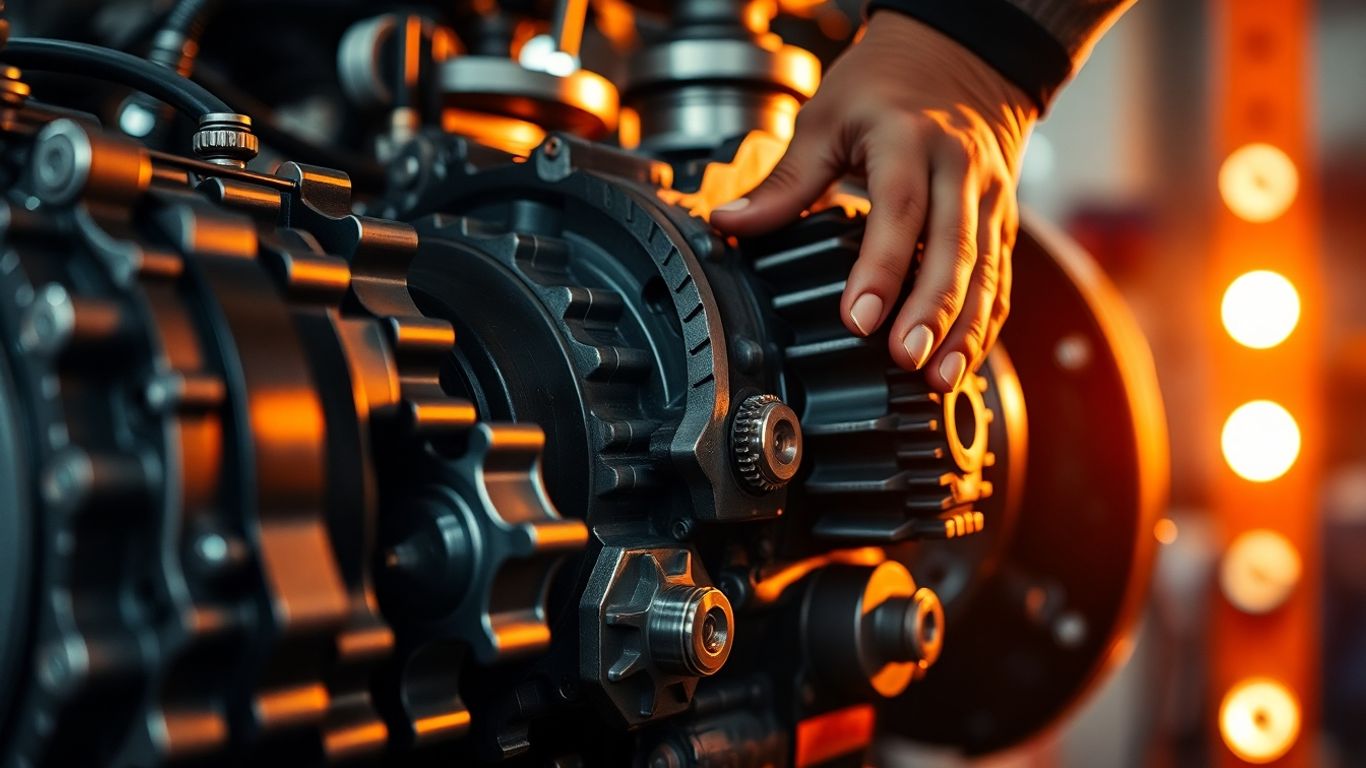 Mechanic repairing car transmission in Perth workshop.