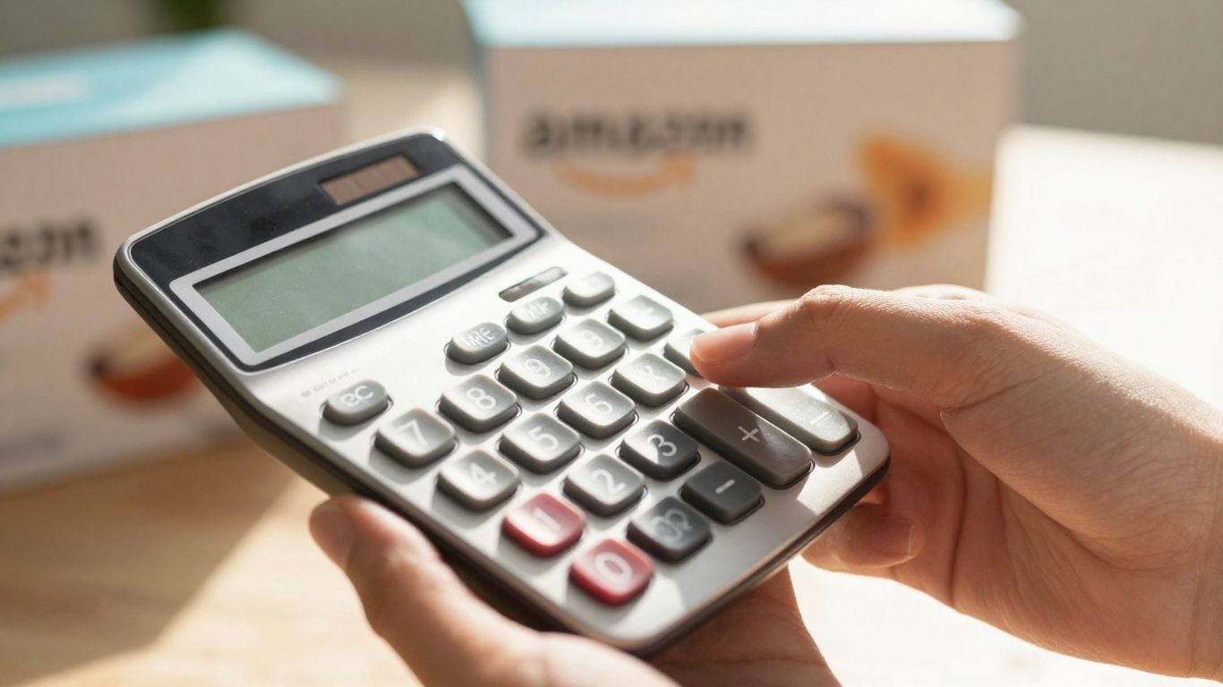Amazon seller fees calculator with product boxes