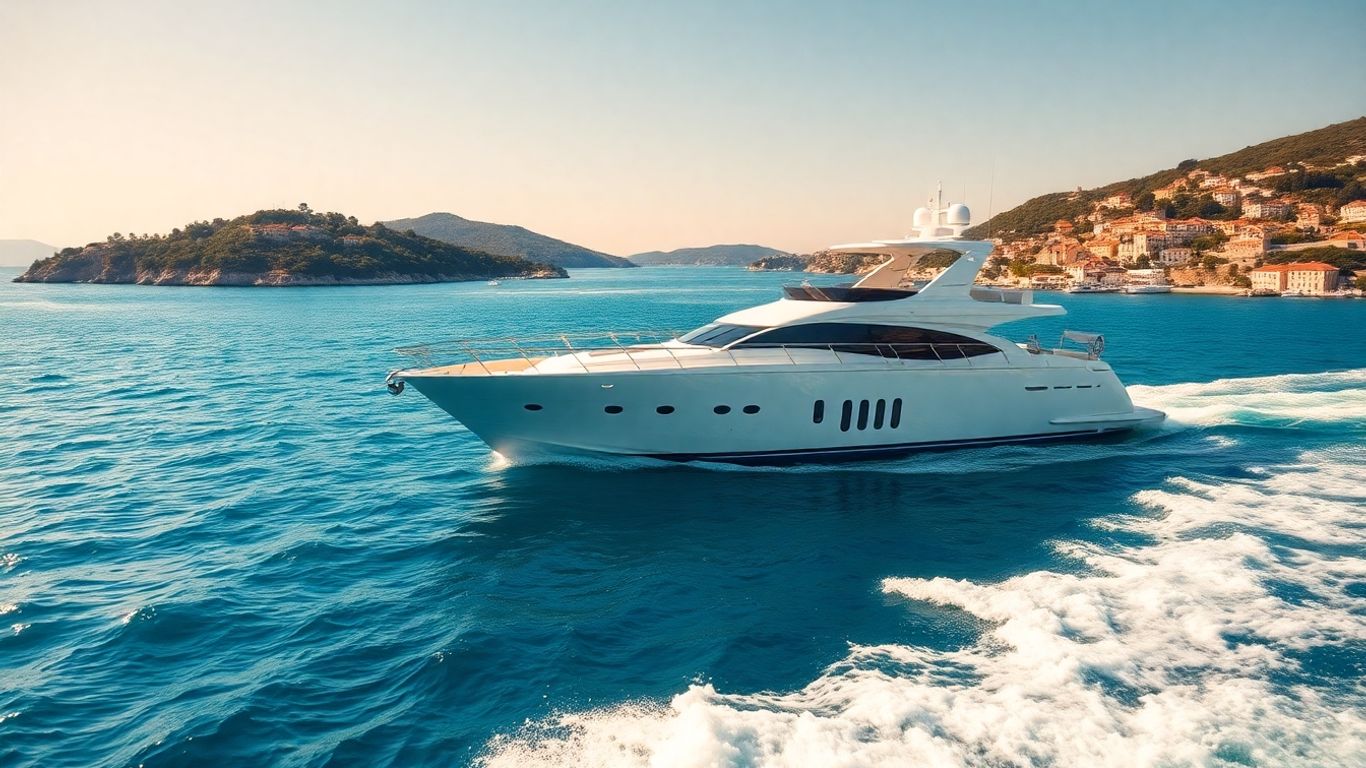 Luxury yacht sailing near Croatian coast