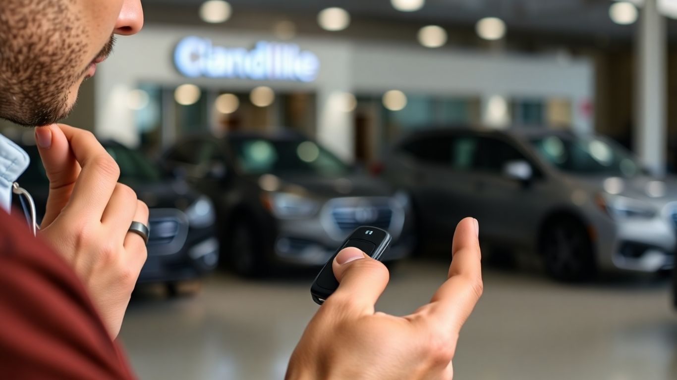 Person considering a car key