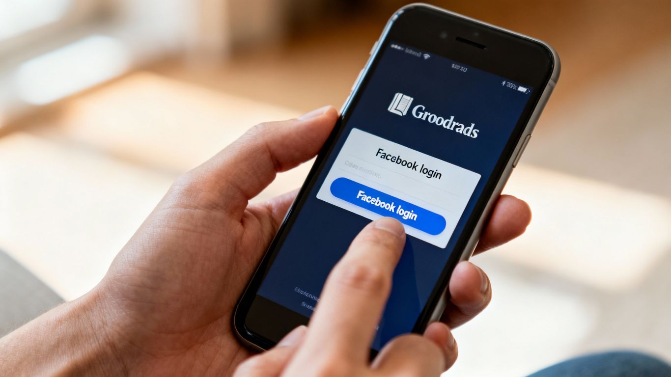 Goodreads Facebook login screen on a smartphone.