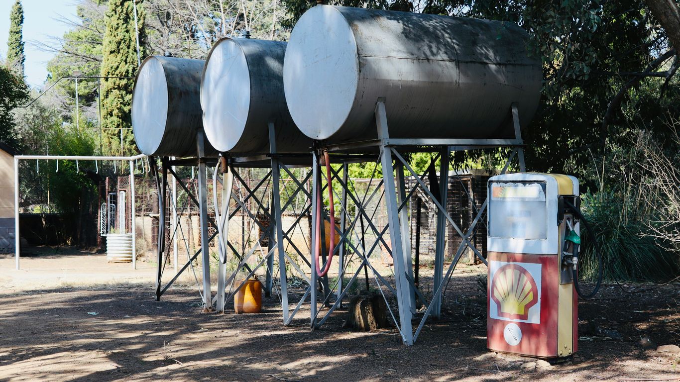 a group of metal tanks