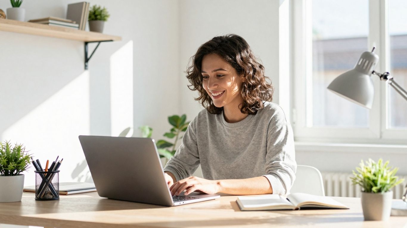 Person working from home in Australia