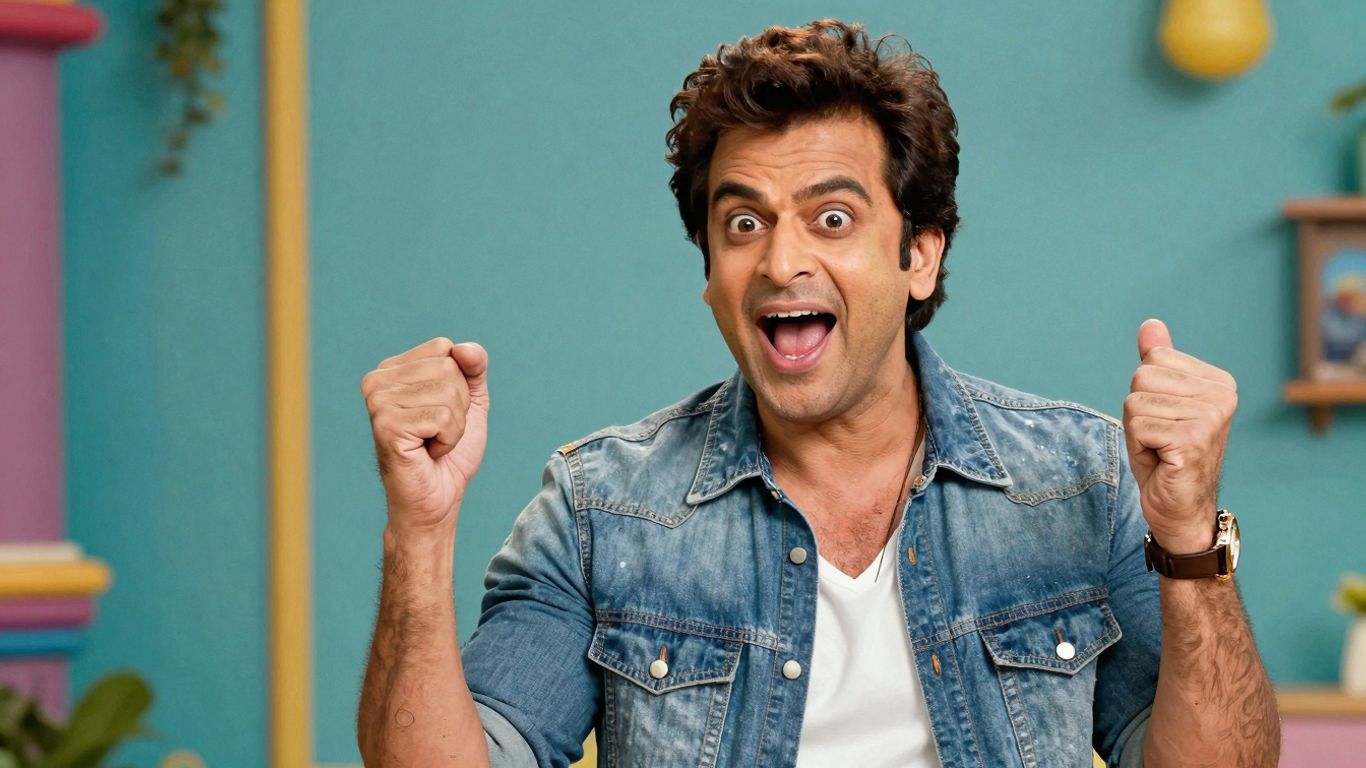 [Akshay Kumar] in a vibrant, game-like comedic movie scene.