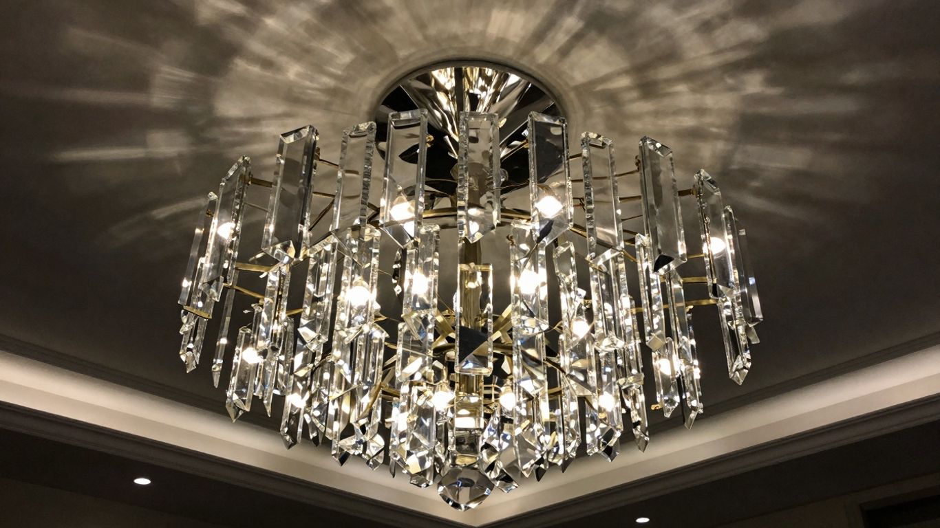 Modern crystal chandelier in an elegant room