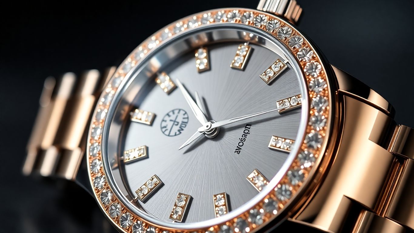 Sparkling moissanite watch with brilliant stones.