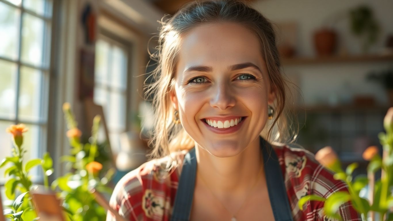 Person enjoying a joyful activity with a peaceful expression.