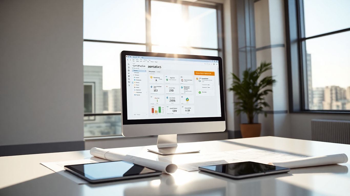 Acumatica Construction software interface on a computer screen.