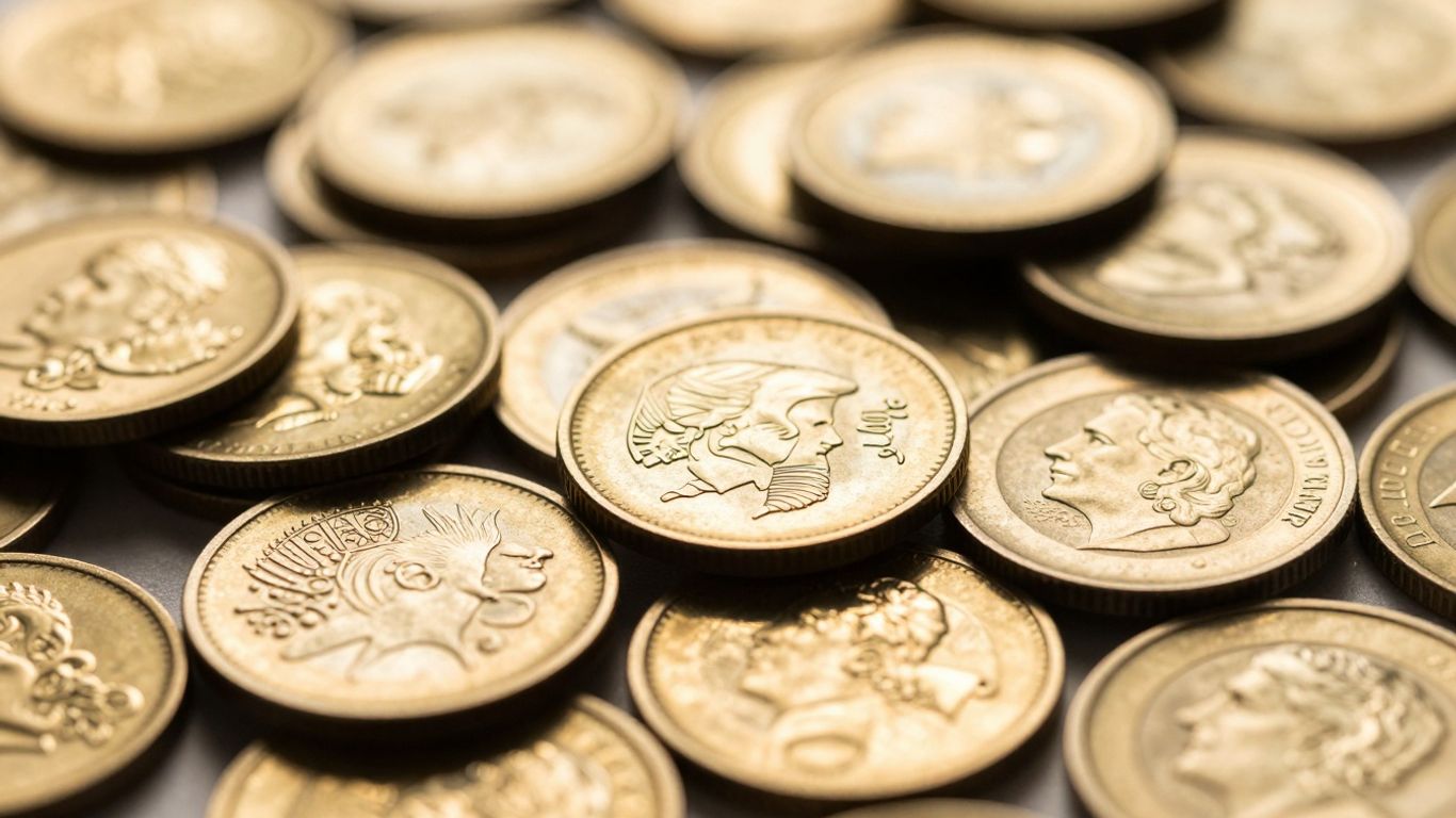 Pile of shiny gold coins