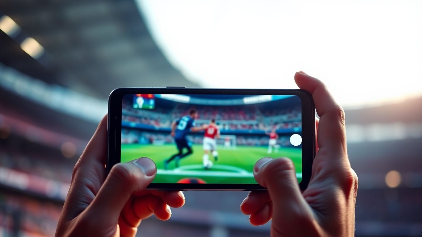 Person betting live on a sports game via smartphone.