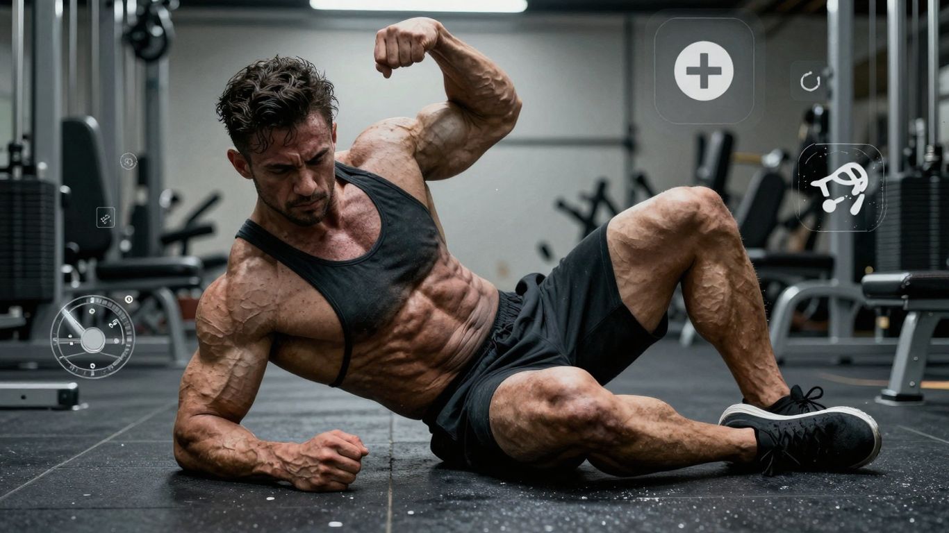 Bodybuilder monitoring health during estrogen blocker use.