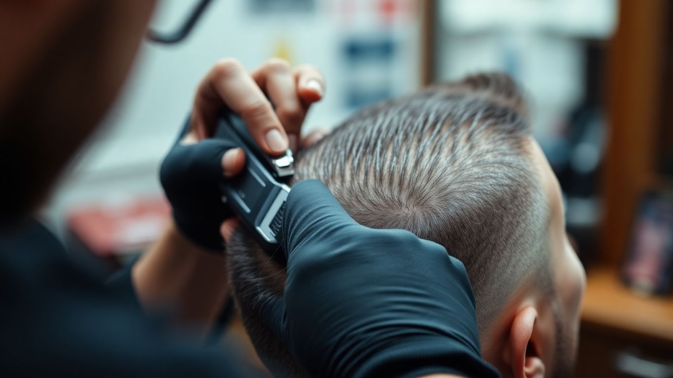Barber creating a sharp fade haircut in Salt Lake City.