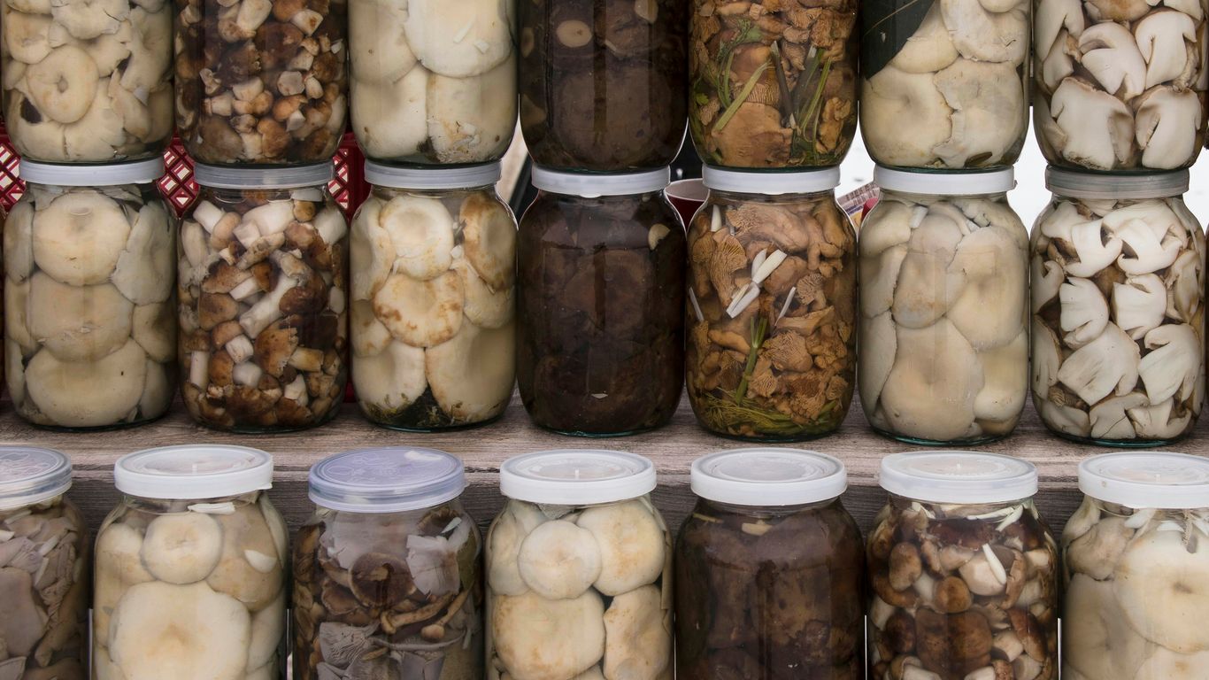 assorted mushrooms in bottles