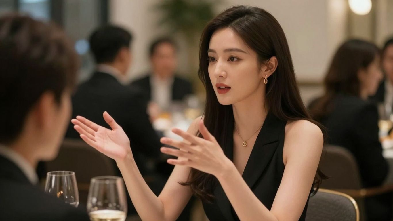 Oamenii vorbesc elegant la o petrecere.